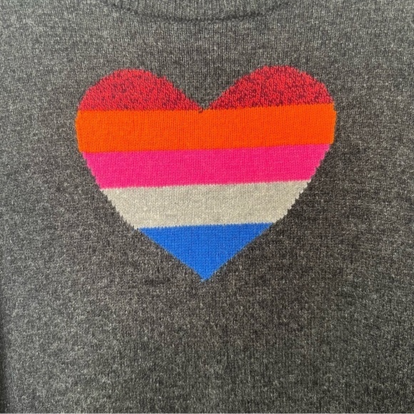 GAP Maternity Gray Bright Multi Color block Heart Crewneck Cozy Sweater XS - Picture 6 of 10